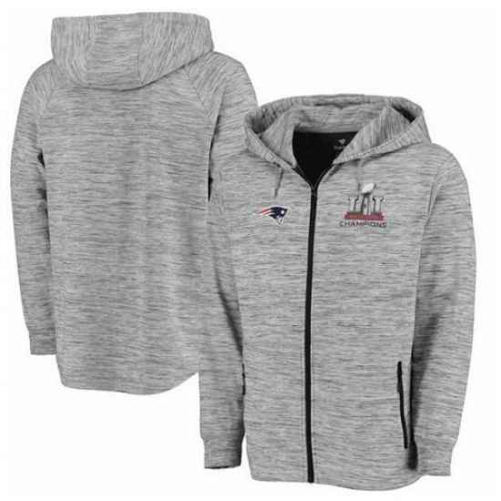 NFL New England Patriots Pro Line by Fanatics Branded Super Bowl LI Champions Left Tackle Space Dye Full Zip Hoodie Heathered Gray
